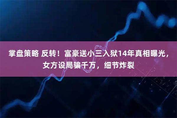 掌盘策略 反转！富豪送小三入狱14年真相曝光，女方设局骗千万，细节炸裂