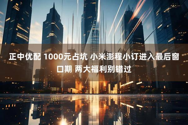 正中优配 1000元占坑 小米澎程小订进入最后窗口期 两大福利别错过
